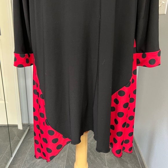 Vtg Sole Dione Studio Black & Red Polka Dot Stretch Tunic Top Minnie Lady Bug - Picture 3 of 8